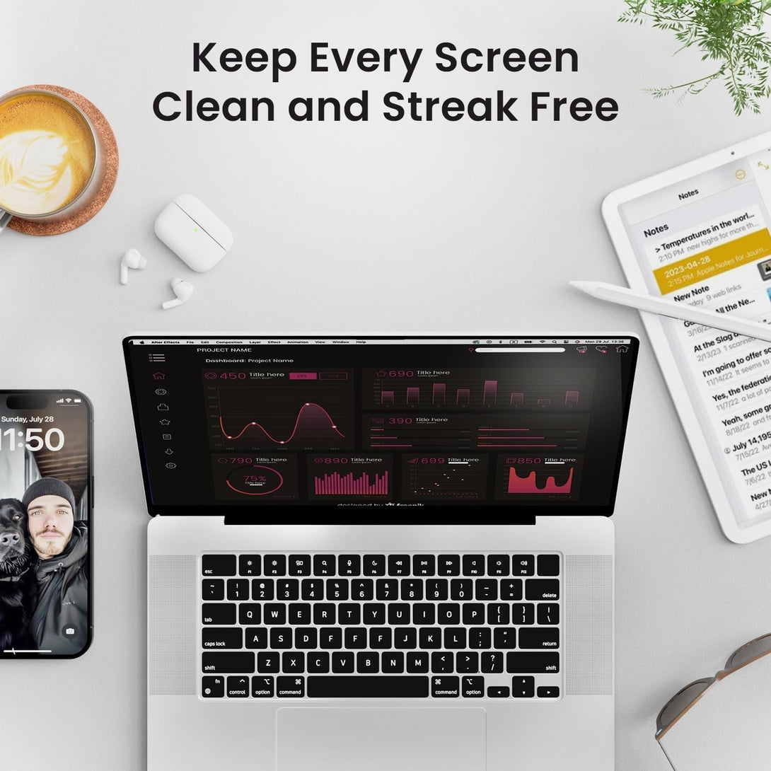 Electronic Wipes Screen Cleaner [40 Wipes] Streak-Free Computer Screen Cleaner & TV Screen Cleaner - Screen Wipes for Electronics, Screen Cleaner Wipes, Laptop Cleaner - [Microfiber Cloth+40 Wipes]