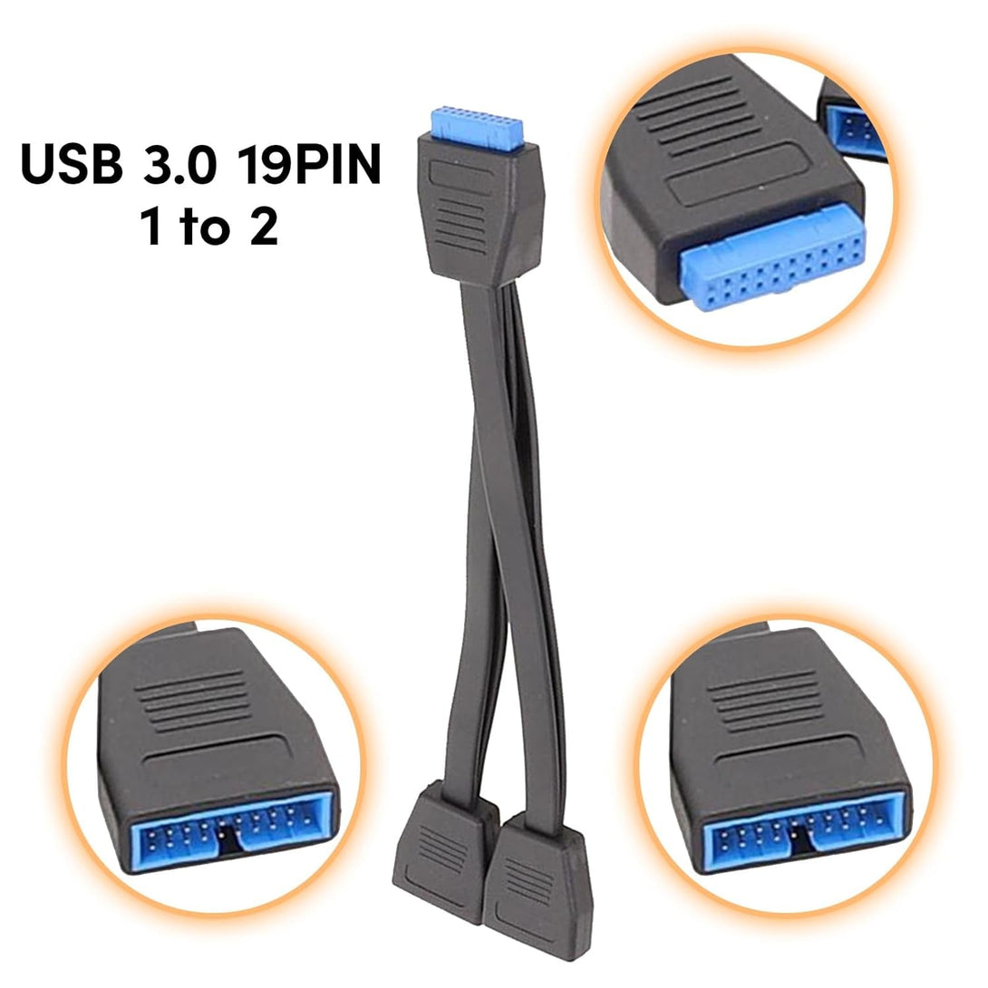 1 to 2 Motherboard USB 3.0 Header Splitter Cable - 20Cm 19Pin Internal Extension Header Adapter