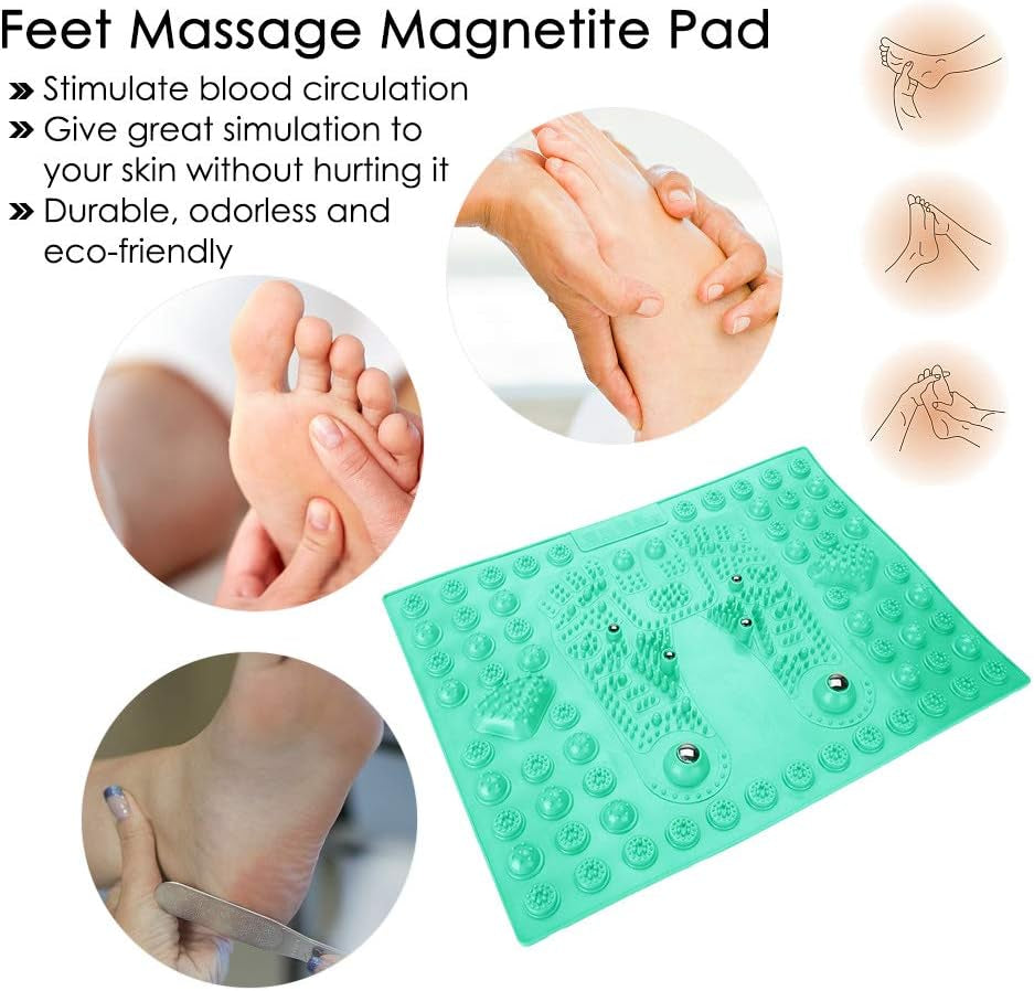 YUYTE Foot Massage Pad, Foot Massage Mat Reflexology Pads for Pain Relief and Point Release Magnet to Relax from Pressure and Leg Pain Can Be Used in Your Office(Green)