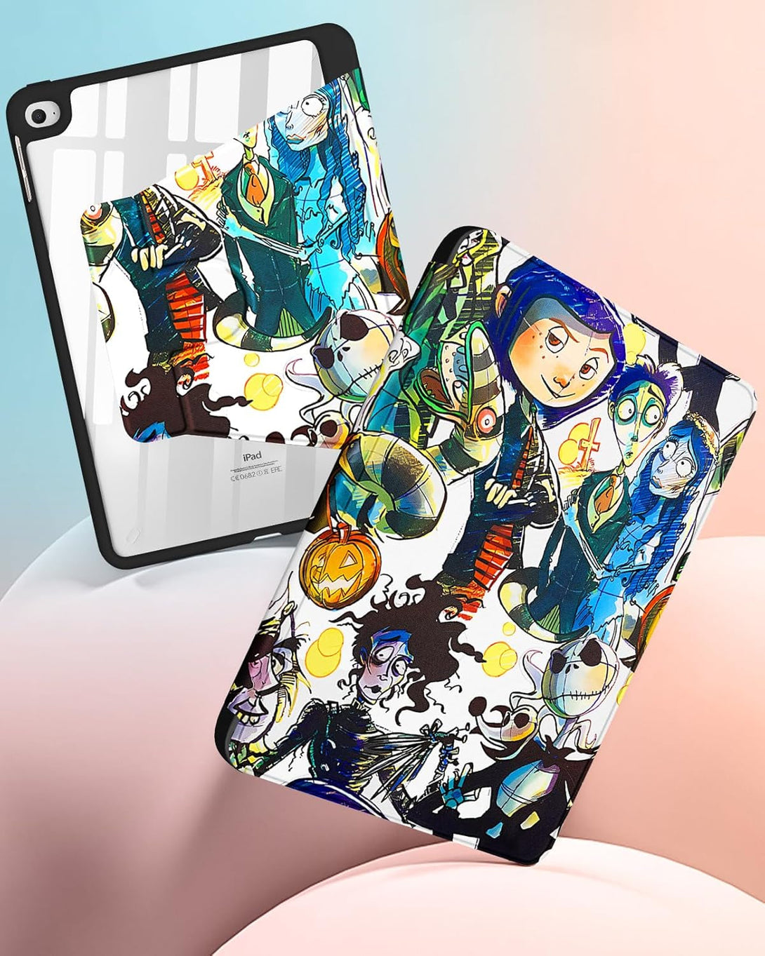 Rotate Case for Ipad Mini 5 2019/Mini 4 2015 7.9" - 360 Degree Rotating Case with Pencil Holder for Women Girl Kid Teen Girly Cartoon Protective for Ipad Mini 5Th Generation Case, Terror