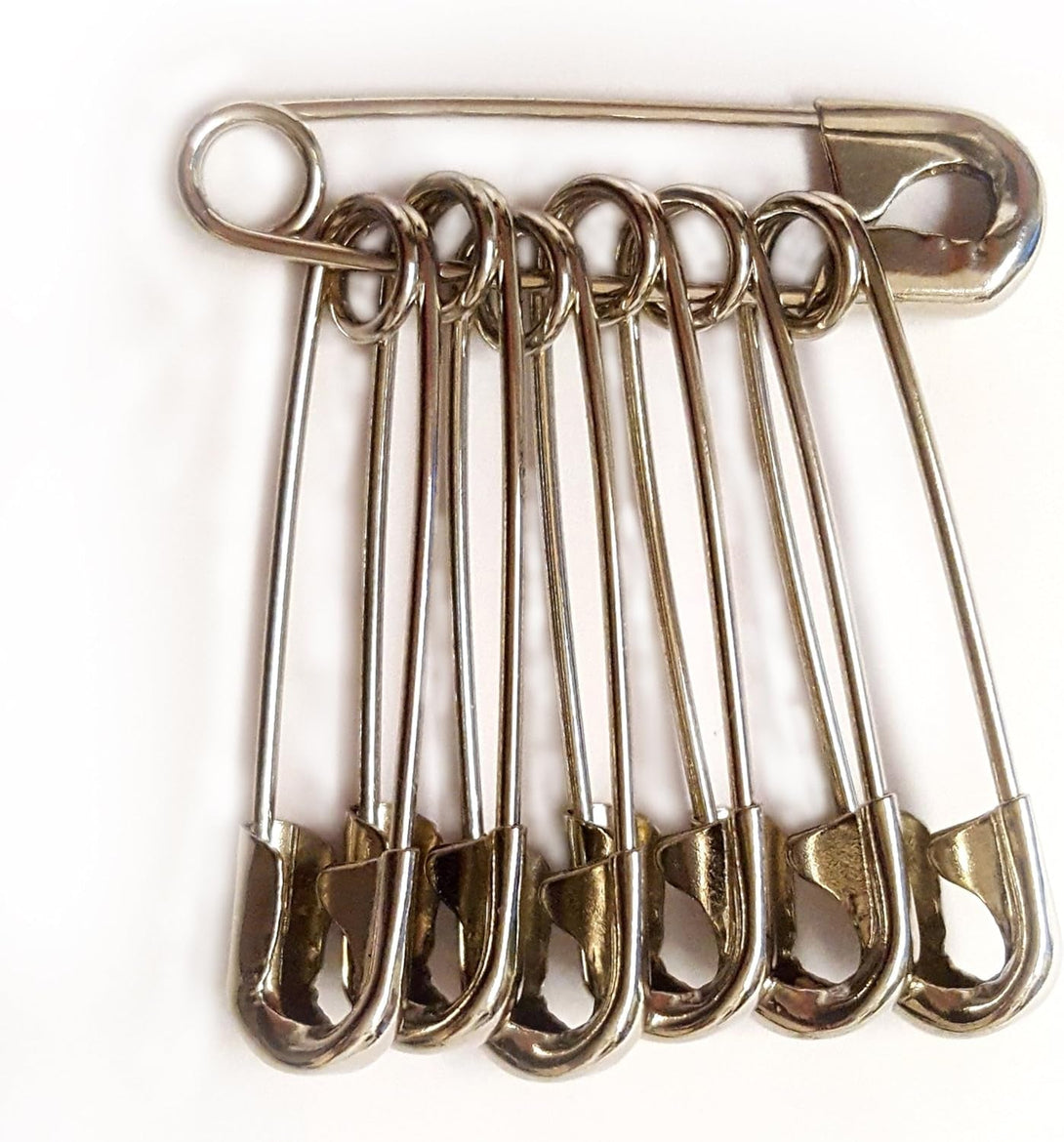 100-Pack Extra Large Safety Pins (2 Inch, Silver) – Heavy Duty, Rust-Resistant Pins for Clothing, Diapers, Sewing, Hijabs, Laundry & Crafting