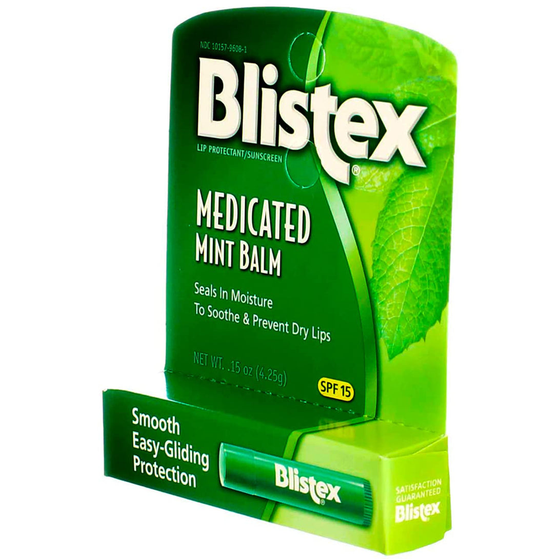 Blistex Medicated Lip Balm Protectant/Sunscreen SPF 15 Mint, 0.15 OZ Pack of 5
