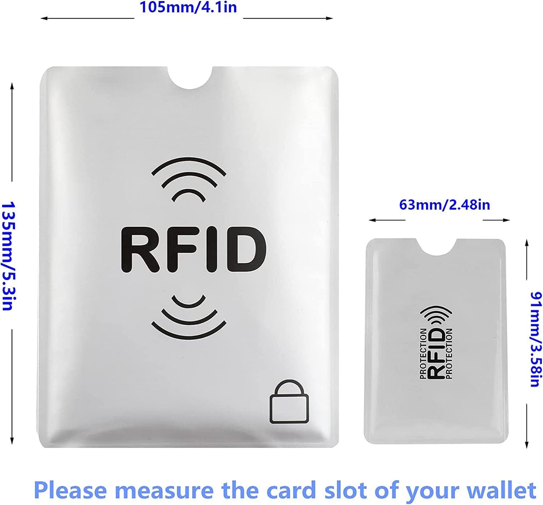 16 RFID Blocking Sleeves Set (10 Credit Card Holders & 4 Passport Protectors) Identity Theft Protection Secure Sleeves Set.Waterproof Aluminum Foil Slim Design Easily into Your Wallet