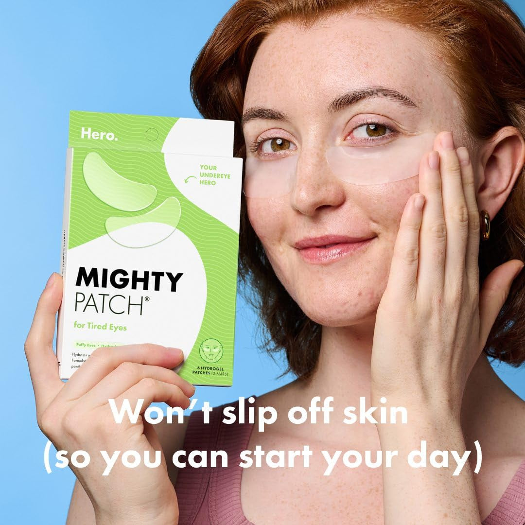 HERO COSMETICS Mighty Patch™ for Tired Eyes Patches - Soothing Hydrogel Patches - Awakens and Visibly De-Puffs Undereyes with Multiple Applications (6 Count)
