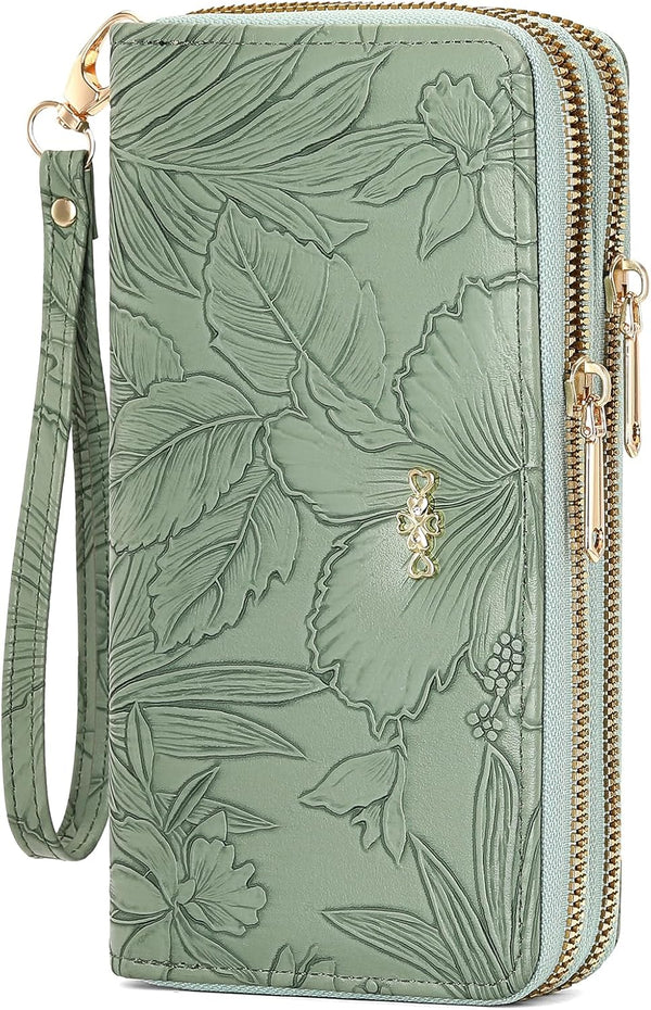 Wallet for Women Clutch Double Zip around Credit Card Holder Leather Women'S Wallet Large Capacity