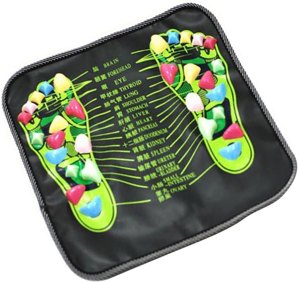 Reflexology Massage Mat for Foot and Leg Acupressure Pad for Health Care Black Foot Stone Mat for Relaxation