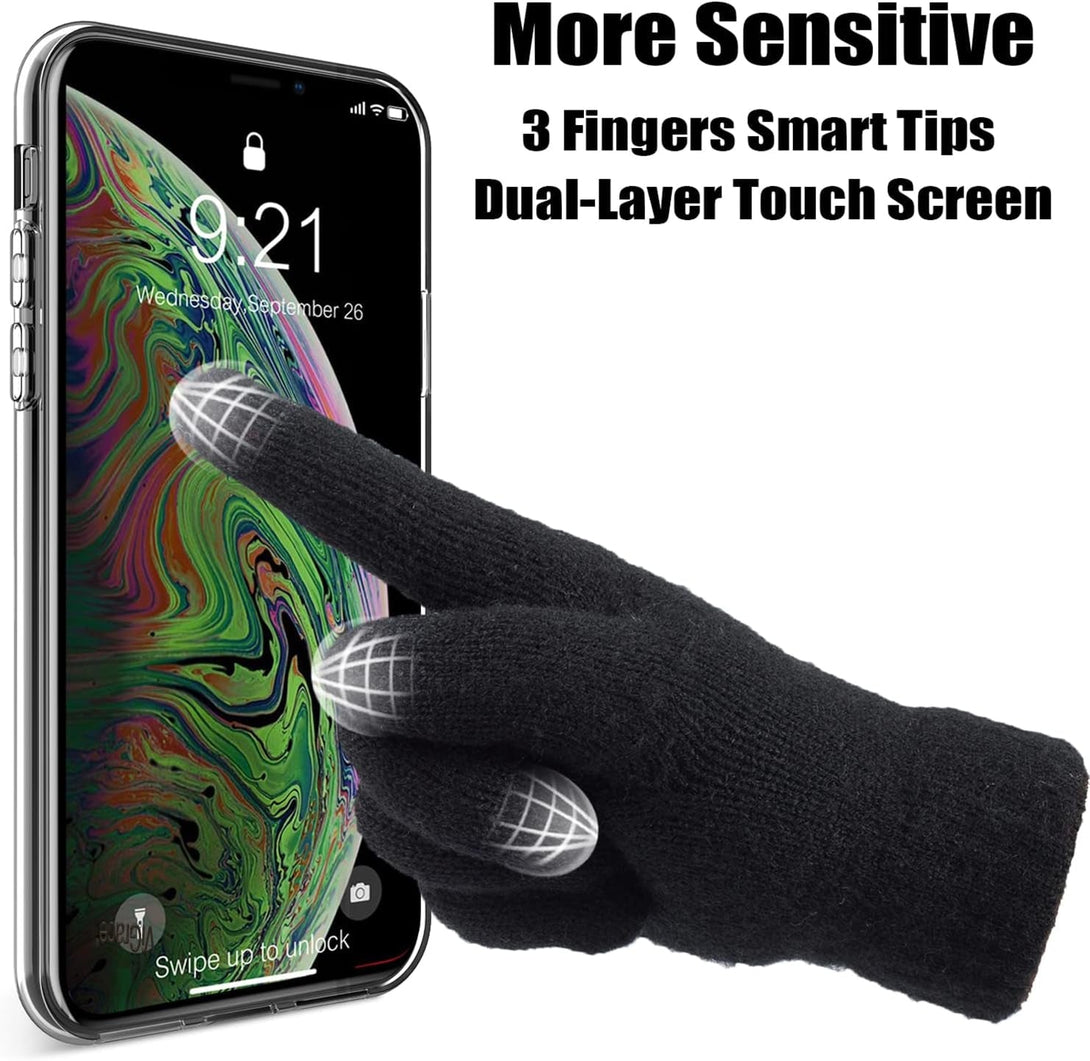 Vigrace Women'S Winter Warm Touch Screen Gloves Cable Knit Wool Fleece Lined Touchscreen Texting Mittens for Women
