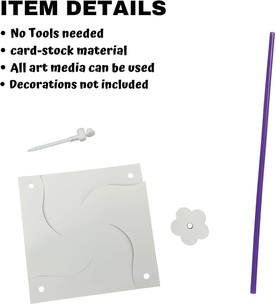 4E'S Novelty DIY Pinwheels Craft for Kids (24 Pack) Color Your Own White Pinwheels, Bulk Summer Craft Kit for Boys & Girls, July 4, Memorial Day Arts and Craft Party Activity