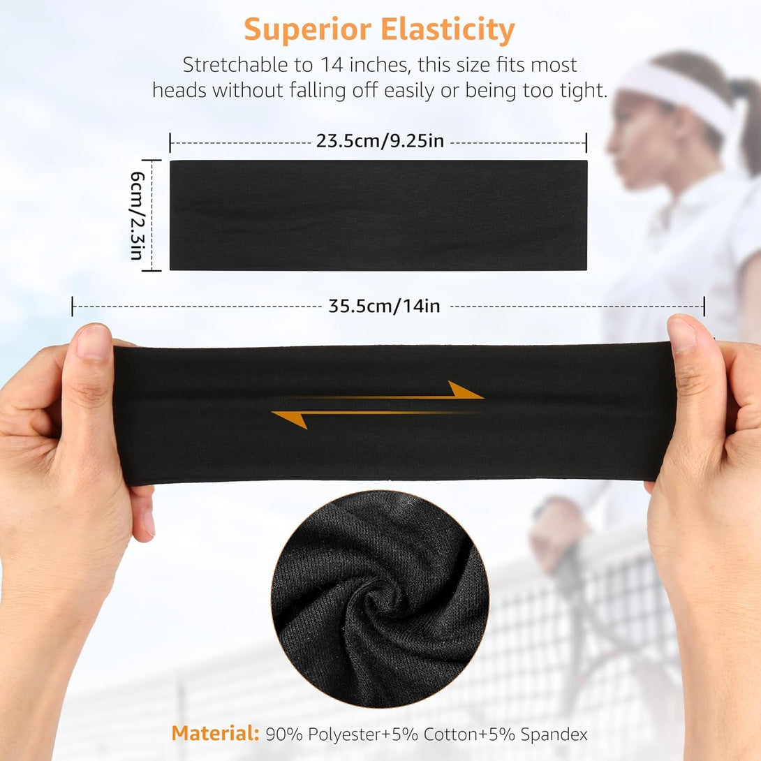 Headbands for Women Non Slip - 7PCS Fashion Sports Hair Bands for Women'S Hair, Soft Cotton Cloth Stretchy Headbands for Women for Workout Yoga Running