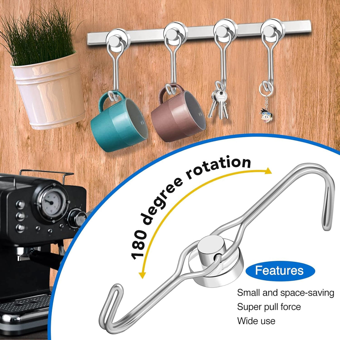 LOVIMAG Mug Hanger Hooks, 12 Pcs Magnetic Hooks 2025 Cruise Cabins Essentials Strong Heavy Duty Magnets Decorations Must Haves Travel Classroom Home Refrigerator Door Fridge Lanyards, Silver