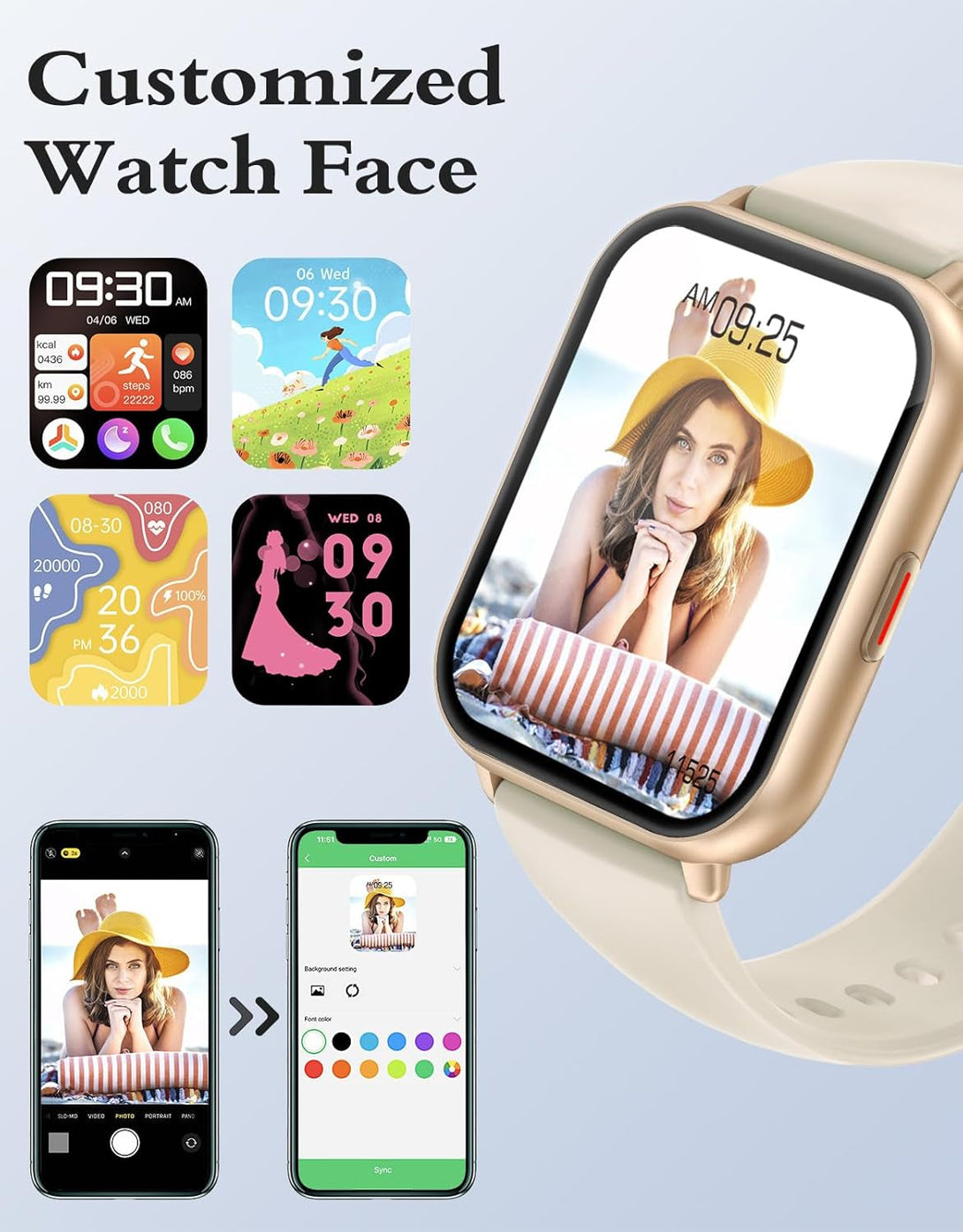 RUIMEN Smart Watches for Women Men (Answer/Make Calls), 1.8" Smartwatch for Ios/Android Phones, Fitness Tracker Heart Rate/Sleep Monitor Digital Watch Waterproof (2 Bands Included), Milky White