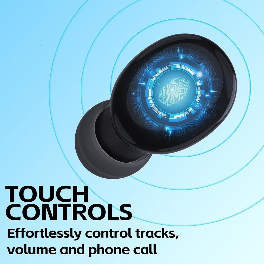 Wireless Earbuds In-Ear Headphones Bluetooth 5.3 with Built-In Mics Deep Bass Clear Call Ultralight Headsets up to 30H Play Time for Studying Workout Gaming