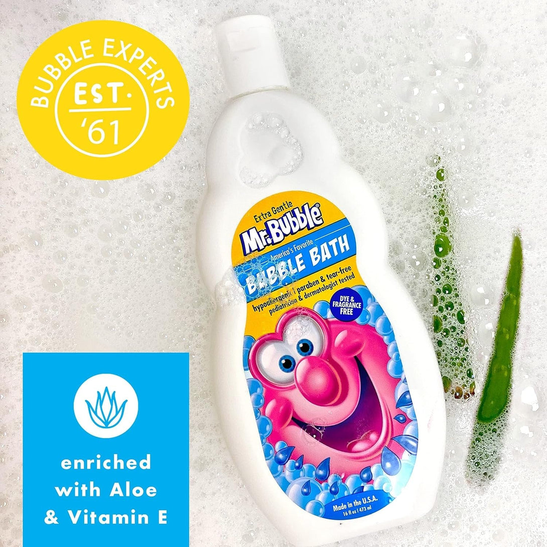 Mr. Bubble Extra Gentle Bubble Bath - Hypoallergenic, Tear Free Bubble Bath Solution Perfect for Sensitive Skin (Pack of 2 Bottles, 16 Fl Oz Each)