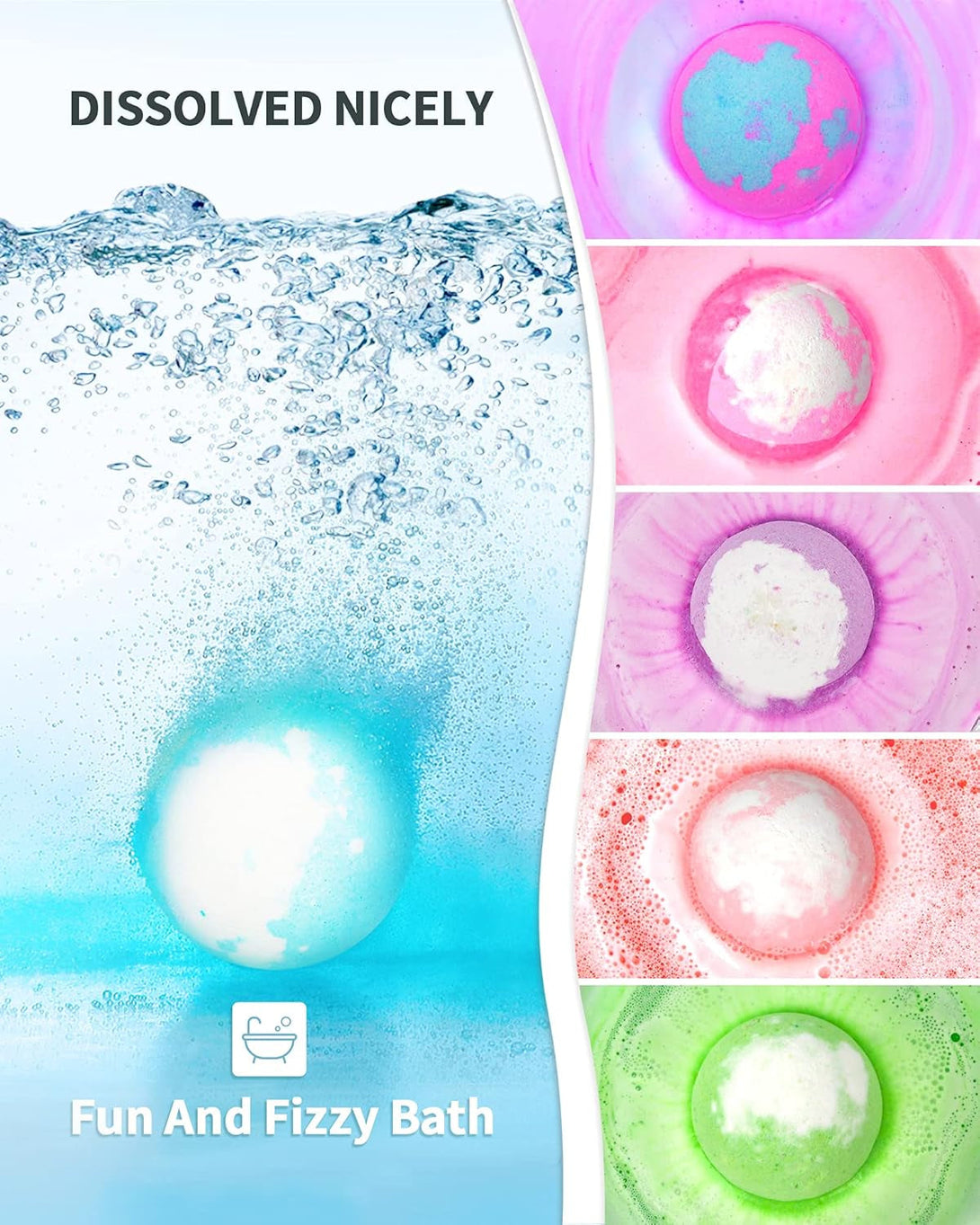 Light up Bath Bombs with Surprise Inside, 4.23 Oz Natural Gift Set 6 with Essential Oils, Magnesium Large Bath Bombs for Women Relaxing Spa Skin Moisturize Gifts for Women