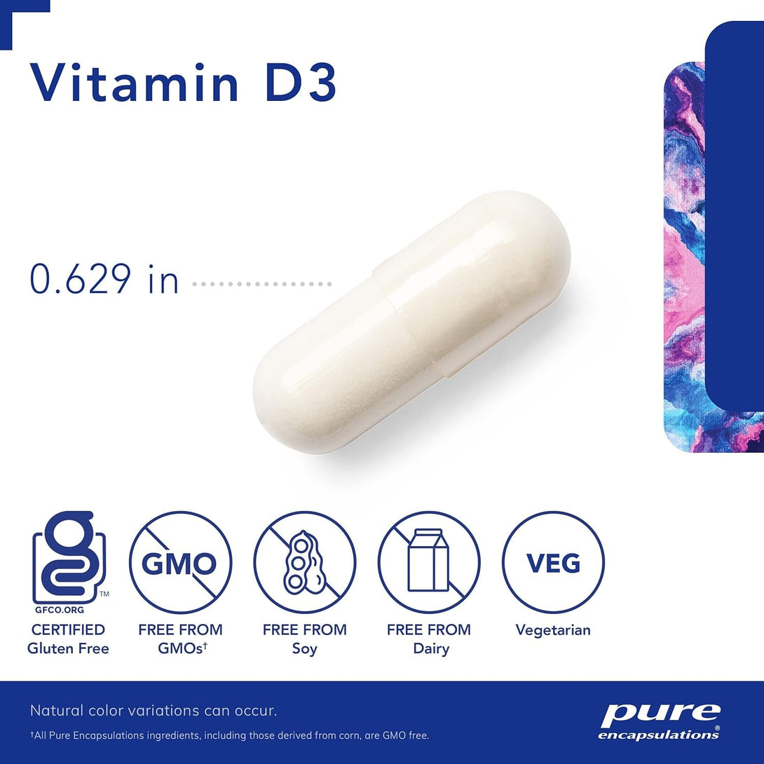Pure Encapsulations Vitamin D3 125 Mcg (5,000 IU) - Supplement to Support Bone, Joint, Breast, Heart, Colon, and Immune Health* - with Vitamin D - 120 Capsules