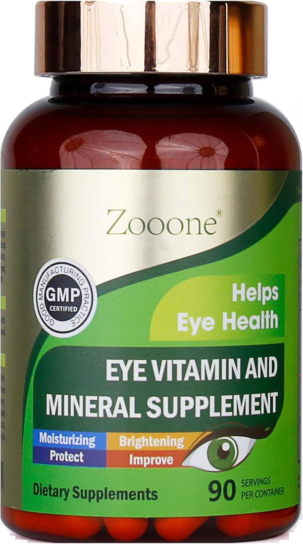 Zooone- 90Pcs Lutein Eye Vitamins Supplement for Macular Health and Dry Eye, Contains Lutein, Zinc, Vitamins C/E & Zeaxanthin to Support Eye Health