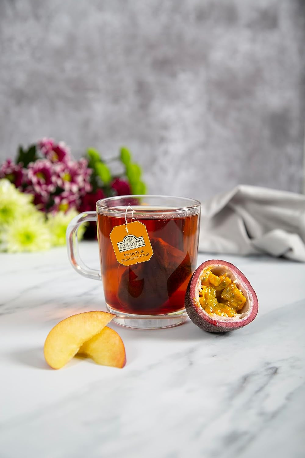 Ahmad Tea Black Tea, Peach and Passion Fruit Teabags, 20 Ct (Pack of 6) - Caffeinated and Sugar-Free