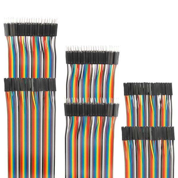 120Pcs Breadboard Jumper Wires 10Cm 15Cm 20Cm 30Cm 40Cm 50 Cm 100Cm Wire Length Optional Dupont Cable Assorted Kit Male to Female Male to Male Female to Female Multicolored Ribbon Cables