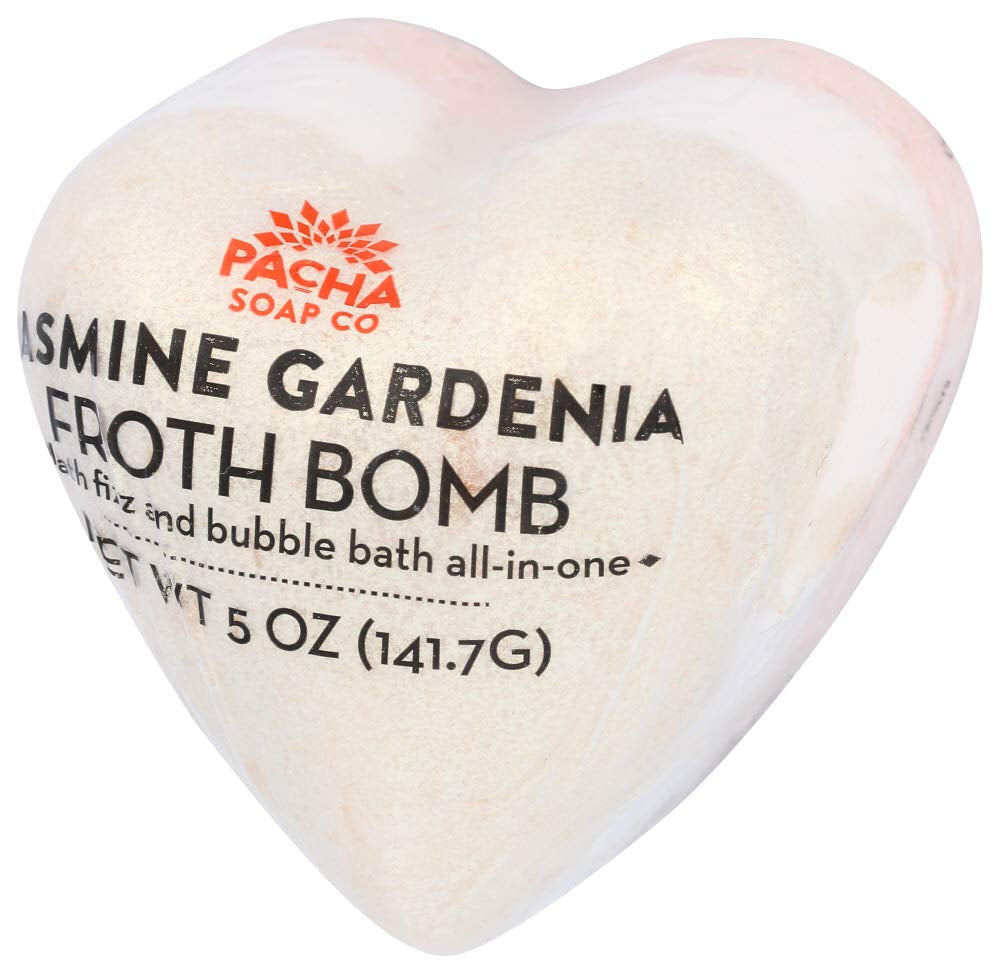 PACHA SOAP Jasmine Gardenia Heart Froth Bomb, 5 OZ
