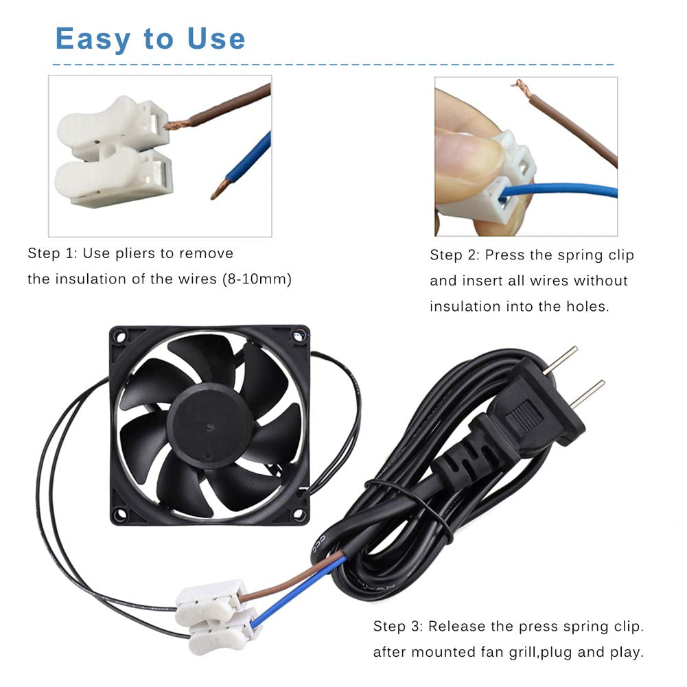 GDSTIME EC AXIAL 8025, Muffin Fan 110V 115V 120V 220V 240V AC 80Mm X 25Mm Small Brushless Cooling Fan with Switch Power Cord for DIY Ventilation Exhaust Projects