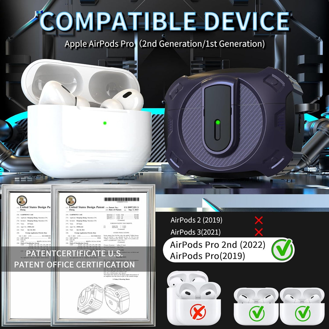 RFUNGUANGO for Airpods Pro 2Nd Generation Protective Case, 2024 New Space-Themed Protective Case. Compatible with Airpods Pro 1/2 And, Works with Magsafe. [Purple]