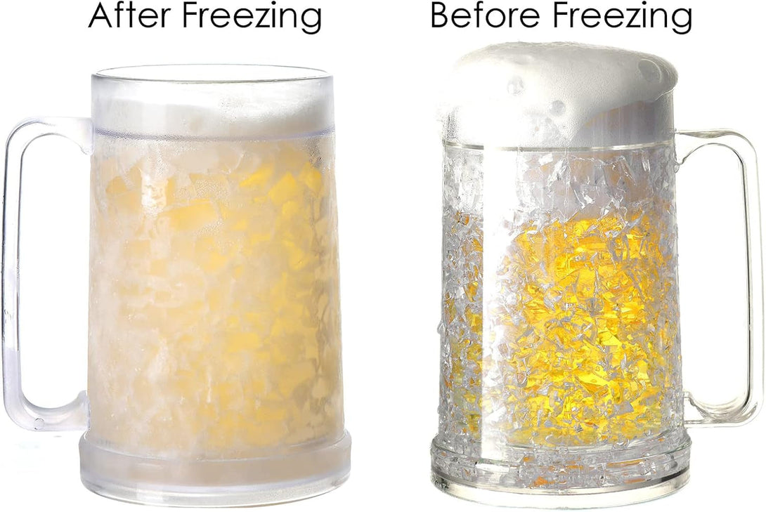 Double Wall Freezer Mug Frosty Mug Insulated Ice Cup with Gel 16Oz/450Ml (Set of 4)