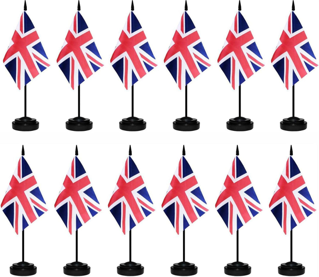 12 Pack United Kingdom Desk Flags Set British People Small Mini Table Office Miniature Desktop Flag Home Office Decoration