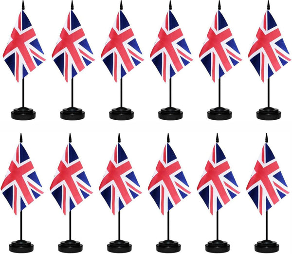 12 Pack United Kingdom Desk Flags Set British People Small Mini Table Office Miniature Desktop Flag Home Office Decoration