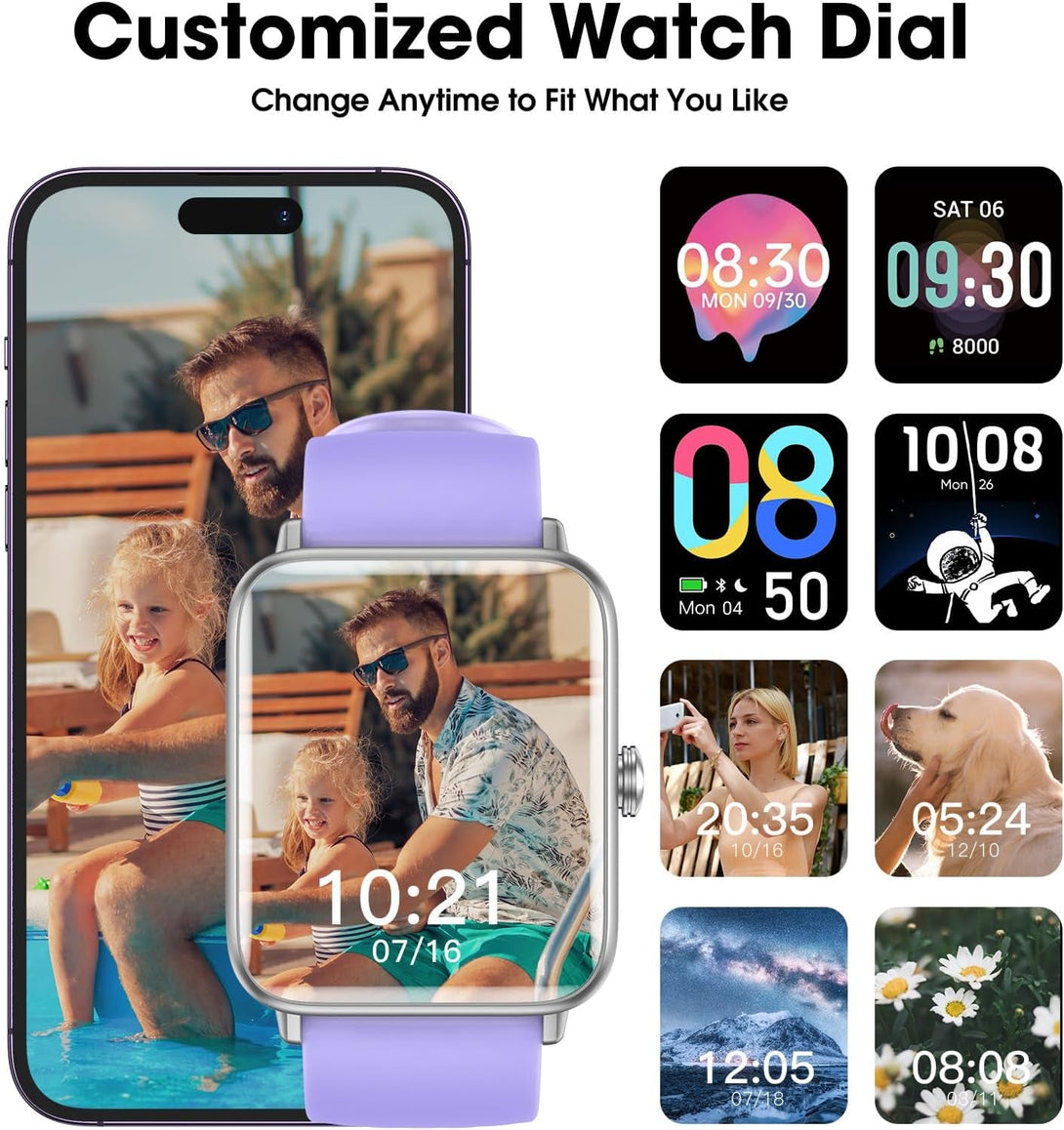Smart Watch, Fitness Tracker with Heart Rate Monitor, Blood Oxygen, Sleep Tracking, 1.5 Inch Touchscreen Smartwatch for Android Ios Swimming Waterproof Pedometer Step Calories Tracker for Women Men