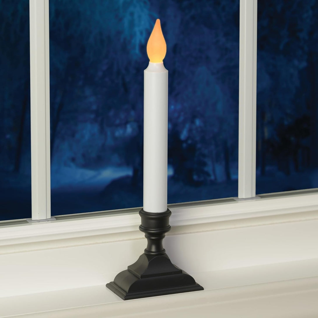 612 Vermont Battery Operated LED Window Candles with Flickering Amber Flame, Automatic Timer, 9.75 Inches Tall, VT-1206A (Pack of 4, Antique Bronze)