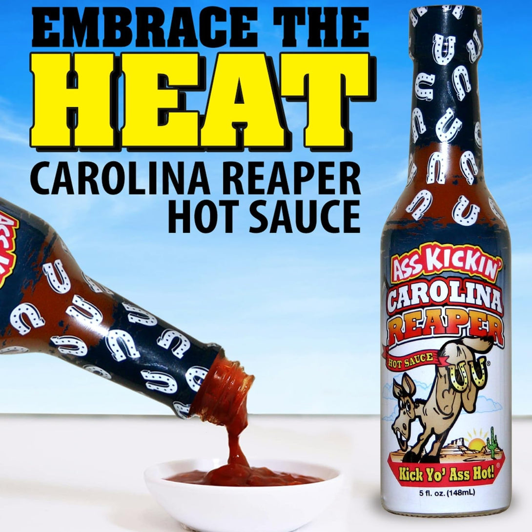 ASS KICKIN' Carolina Reaper Hot Sauce - 5 Oz - Premium Gourmet Hot Sauce for Chicken Wings and Breakfast Burritos–Perfect Stocking Stuffers or Christmas Gifts for the Hot Sauce Fan-Try If You Dare!