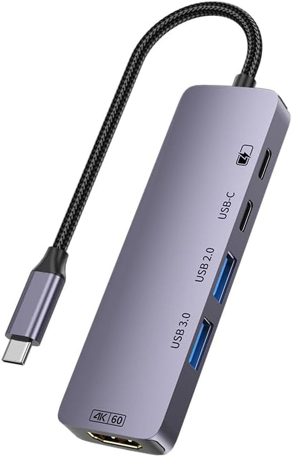 USB C HUB,USB C to 4K60Hz HD Multi-Port Adapter,1 USB 3.0,1 USB 2.0 and 1 5Gbps Type-C Data Ports,Usb C Splitter with 4K60Hz HD Port and PD 100W Smart Charging