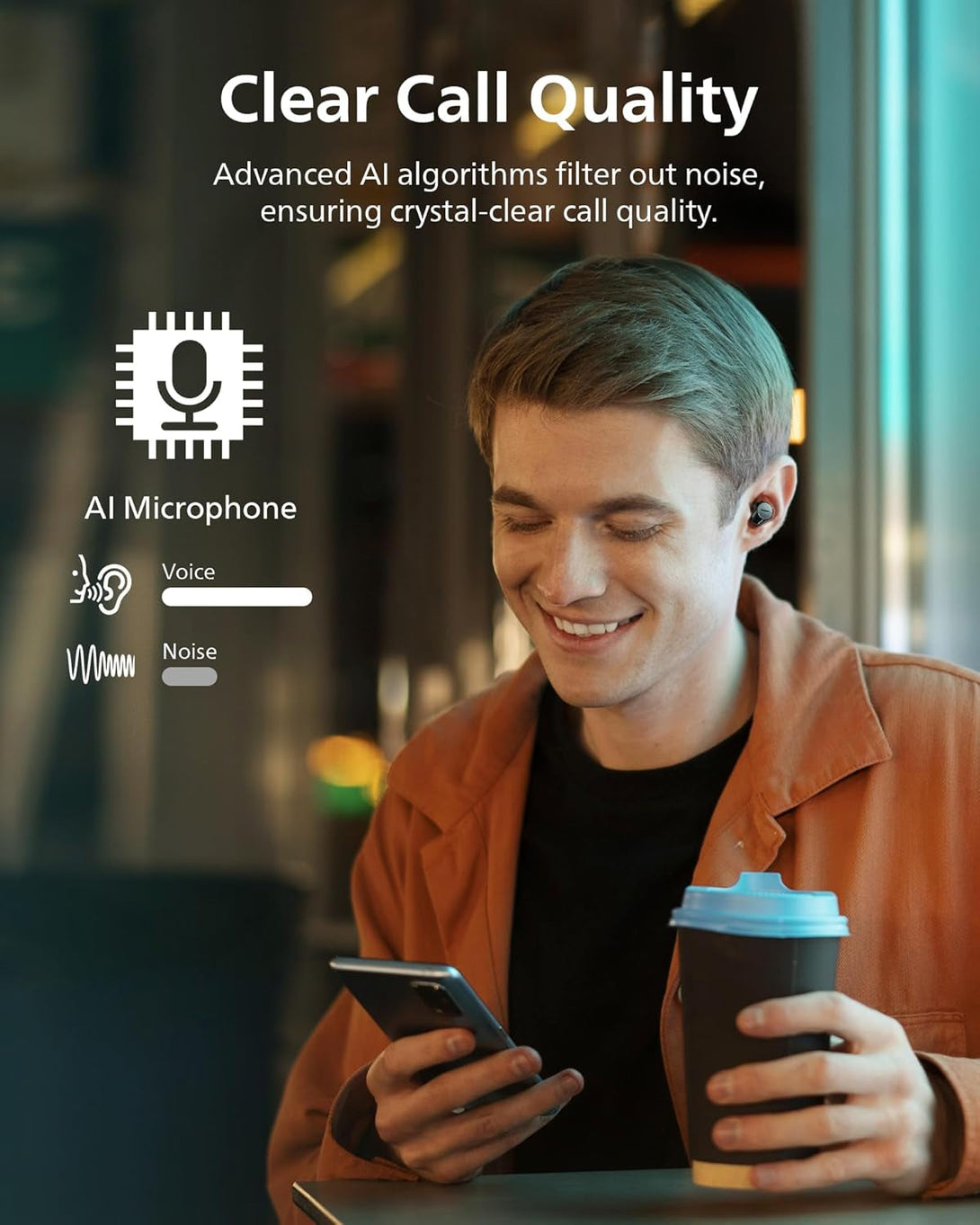 PHILIPS TAT1219 Wireless Earbuds,True Wireless Headphones,Powerful Bass with 10 Mm Driver,Clear Call Quality with AI Mic,18 H Battery Life,Bluetooth 5.3,IPX4 Rating,Ergonomic Design for Comfort,Black