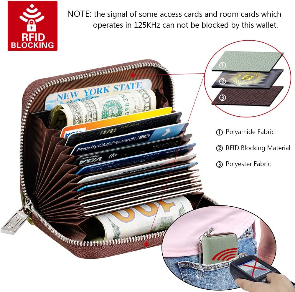 Furart Credit Card Wallet, Zipper Business Card Holder for Women, RFID Blocking, Keychain Wallet, Compact Size