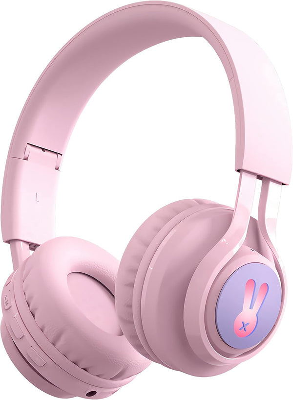 Kids Bluetooth Headphones,85Db Volume Limit,Hearing Protection,Wireless Headphones with Mic,Music,Chat,Kids Mode,Normal Mode,Wireless and Wired,Led Light,For Children Adults,Pink