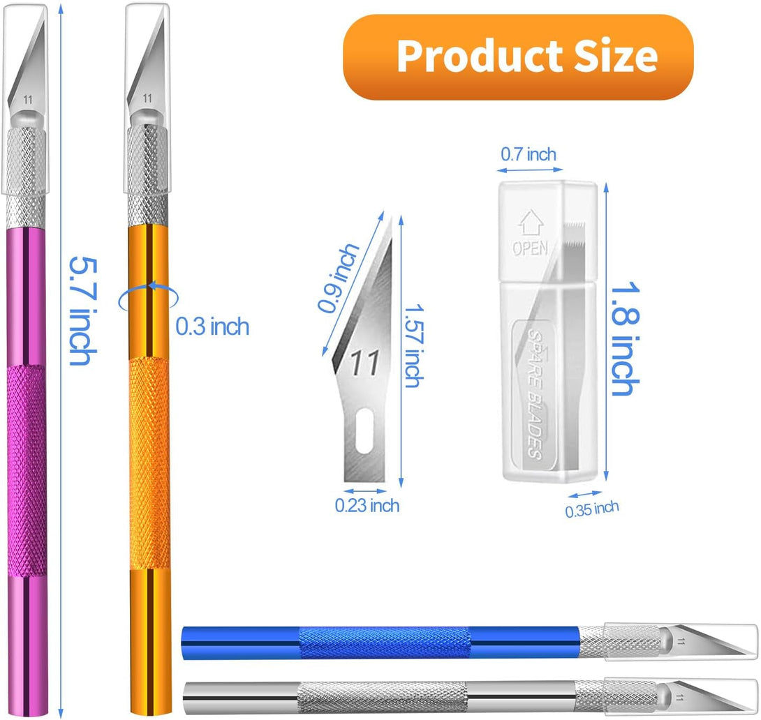 4PCS Exacto Knife, Hobby Knife Craft Knifes with 40PCS Spare Exacto Knife Blades(#11), Profession Exacto Knives Precision Knife for Crafting, Arts, Modeling, Scrapbooking, Stencil