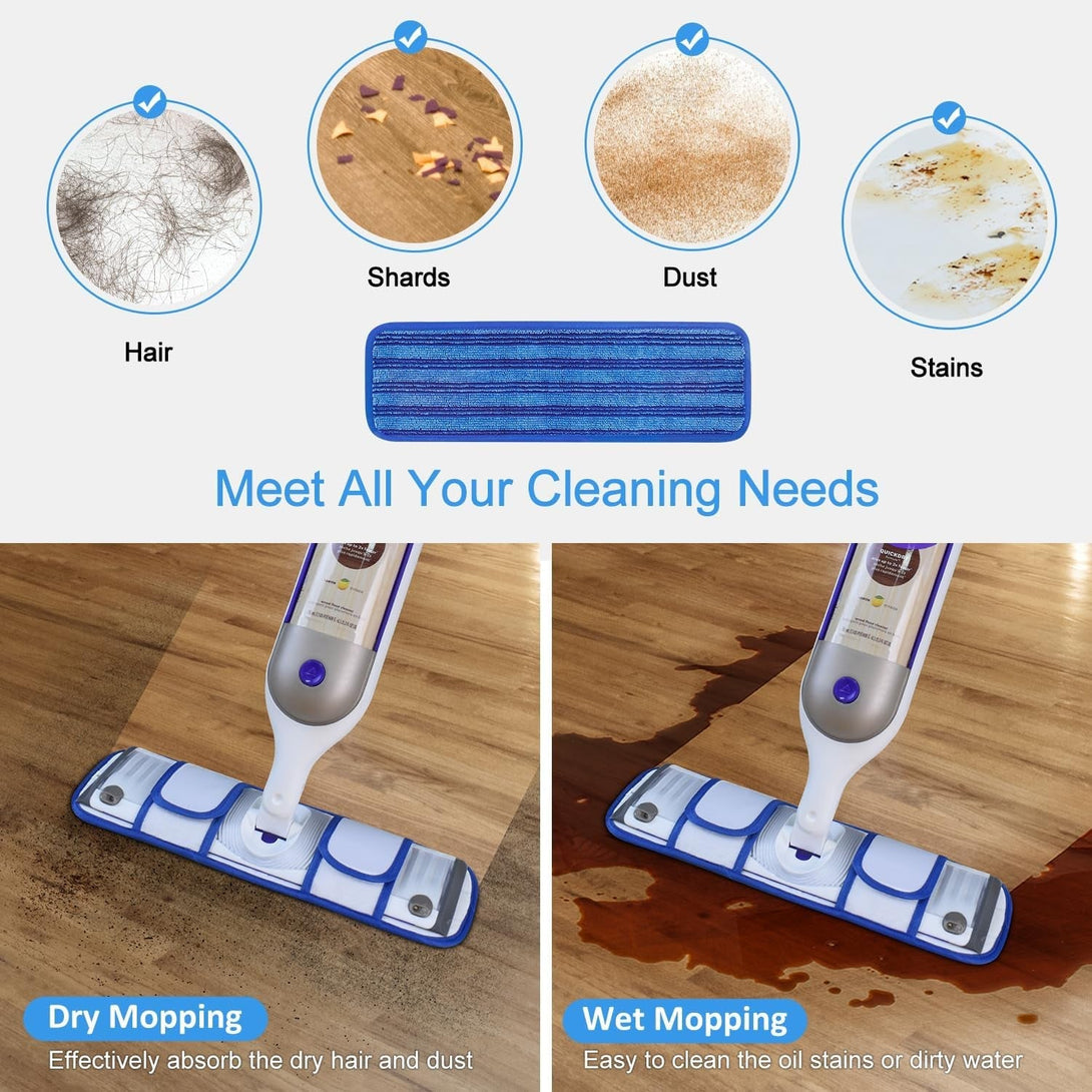 4 Pack Upgraded Reusable Mop Pads Compatible with Swiffer Powermop, Mop Refill Pads Replacement for Swiffer Power Mop Spray Mop Pads for Multi-Surface Floor Cleaning, Quality Updated Cationic Material