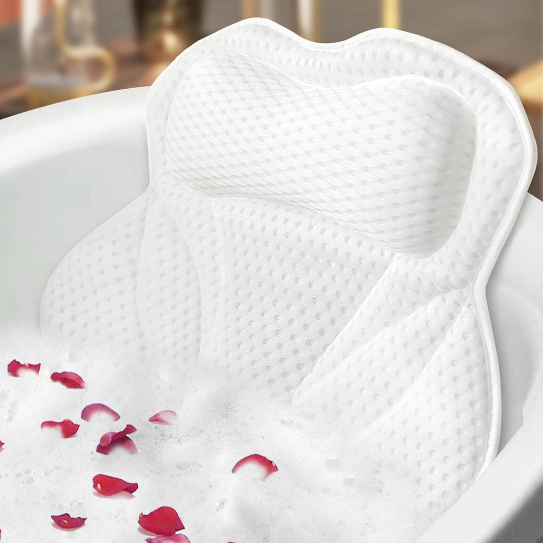 Bathtub Pillows Bath Pillow Luxury Bathtub Pillows for Back and Neck Support Soft & Comfortable Bath Pillows for Tub 4D Air Mesh Fabric 6 Non-Slip Suction Cups Bathtub Accessories Spa Gifts for Women