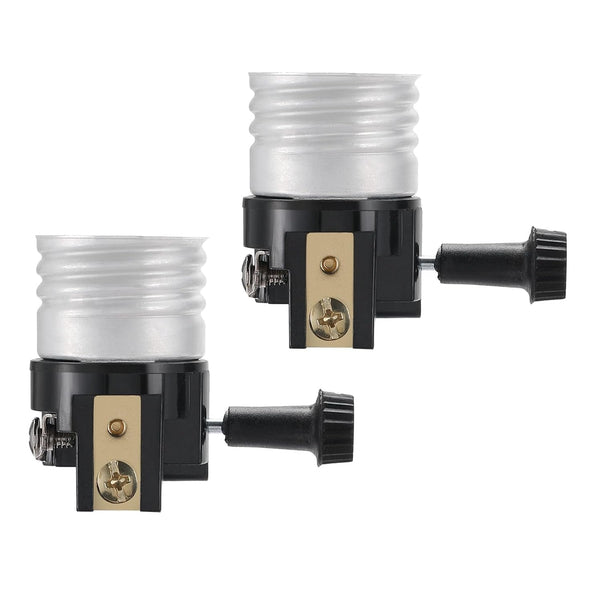 2 Pack UL Listed E26/E27 Light Socket Replacement with On/Off Switch Knob, Lamp Repair Kit for Table and Floor Lamps