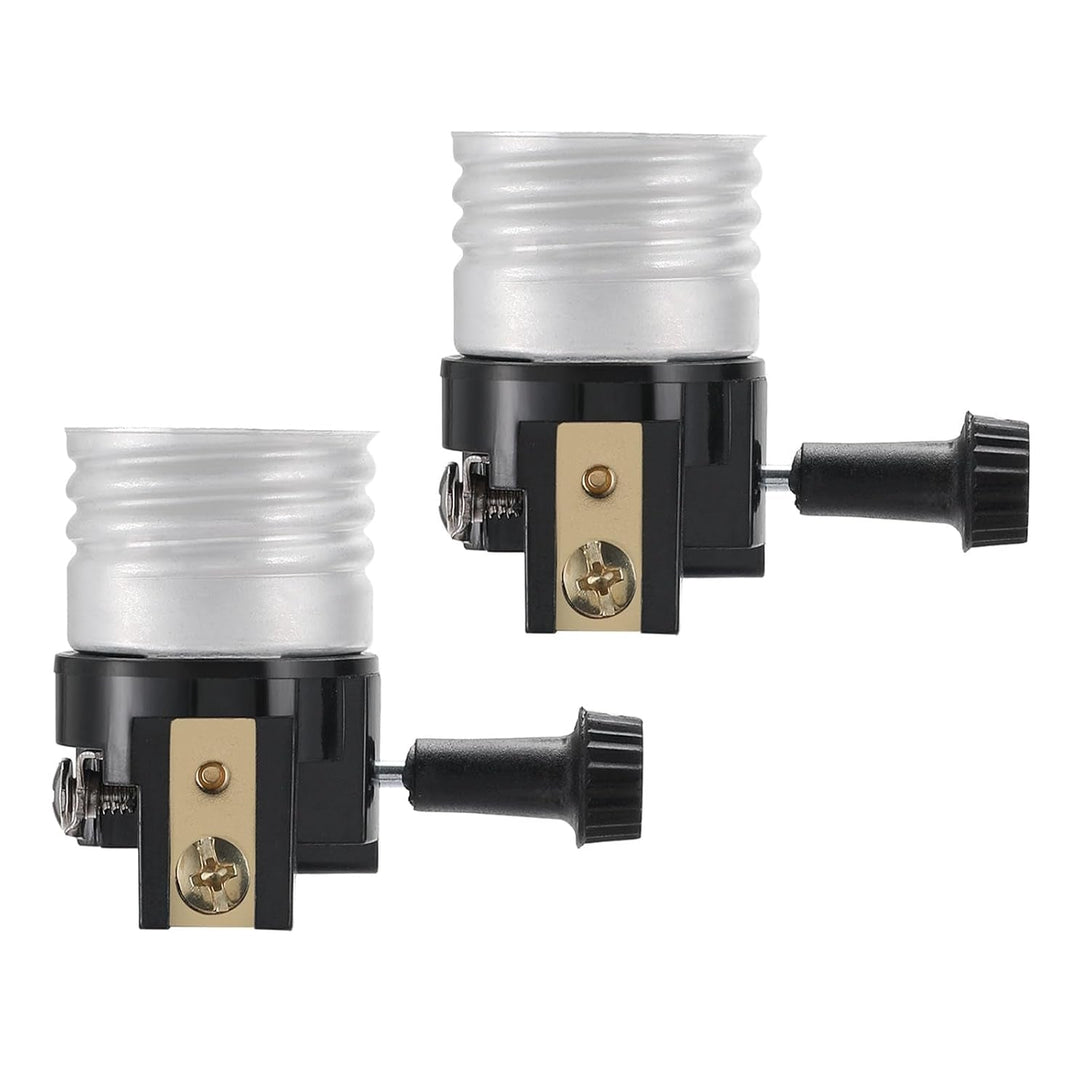 2 Pack UL Listed E26/E27 Light Socket Replacement with On/Off Switch Knob, Lamp Repair Kit for Table and Floor Lamps