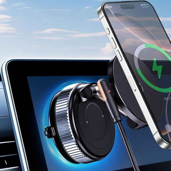 15W Wireless Charger Vacuum Magnetic Phone Holder for Magsafe, 360Â° Adjustable Suction Cup Phone Mount for Car Dashboard/Windshield, Vacuum Magnet Stand for All Smartphones