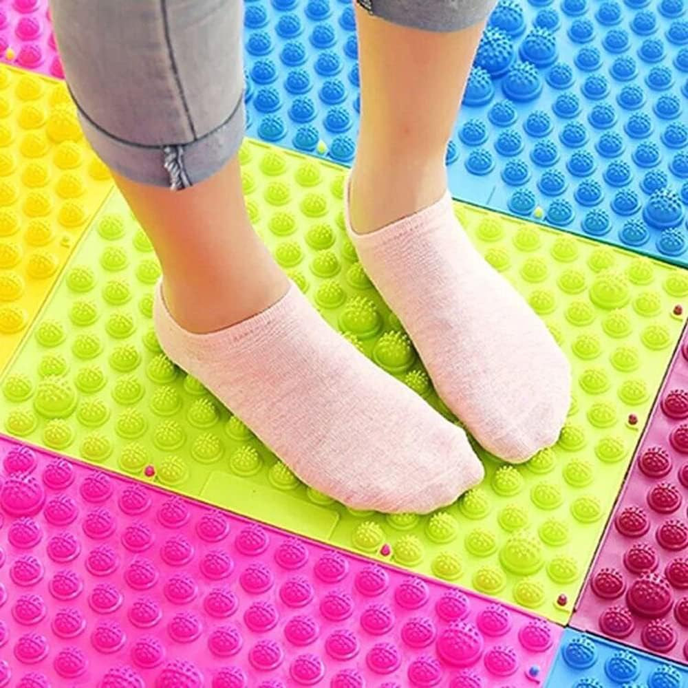 Foot Massage Acupressure Mat - Reflexology Walking Toe Plate Pad for Bathroom, Yoga, Outdoor Games - Anti-Slip - 2 PCS (Green)