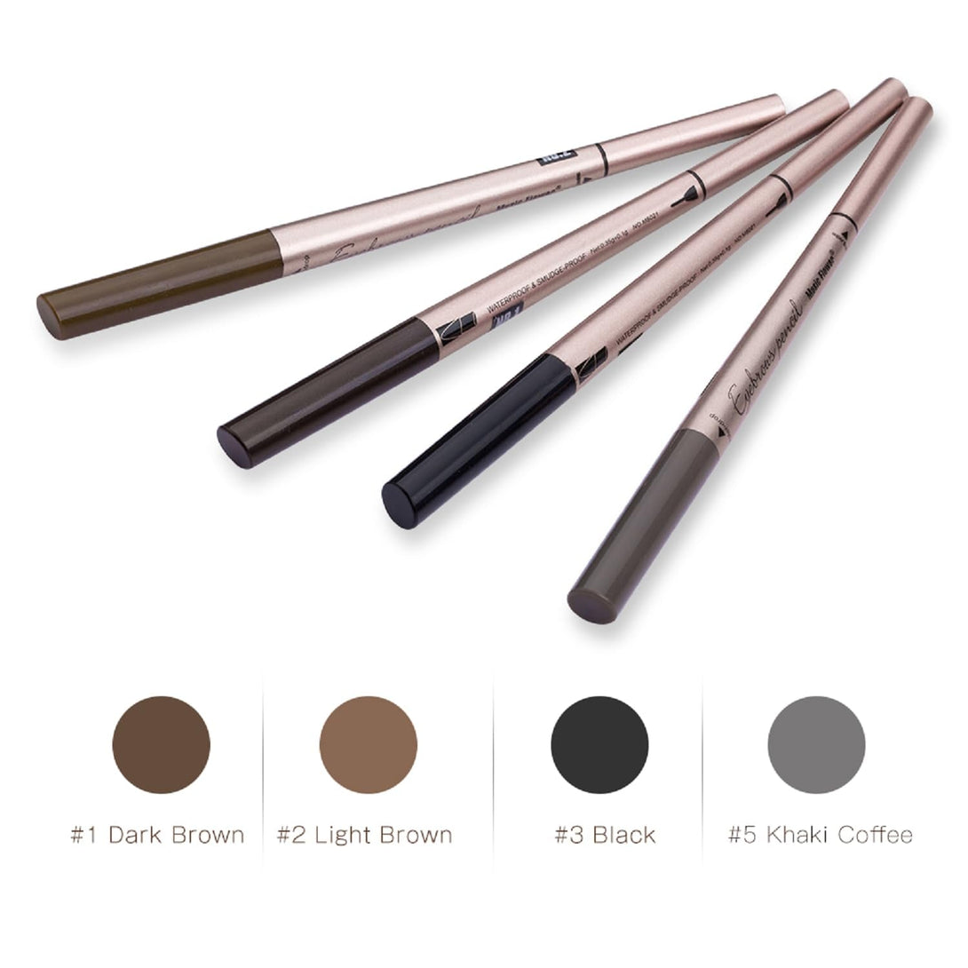 2 Pack Eyebrow Pencil, Waterproof Eyebrow Makeup with Dual Ends, Professional Brow Enhancing Kit with Eyebrow Brush (Dark Brown #1)