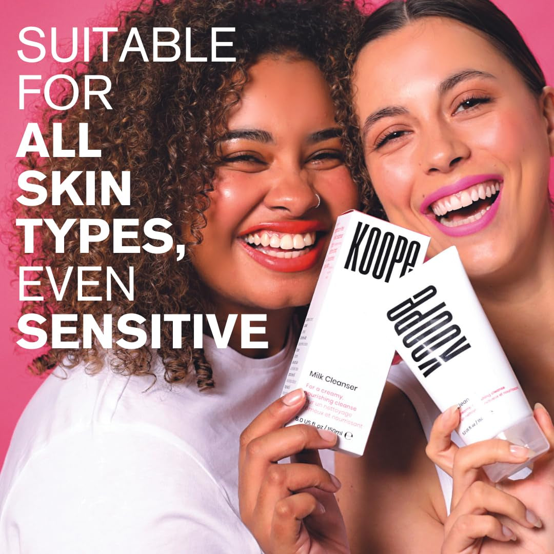 Koope Gel Face Wash, Cleanser for All Skin Types, Gentle, Soap-Free, Ph Balanced, Makeup Remover with Oat Amino Acids, Cucumber, Kiwi & Aloe, Free of Parabens, Sulphates & Fragrances, Vegan, 5.0 FL OZ