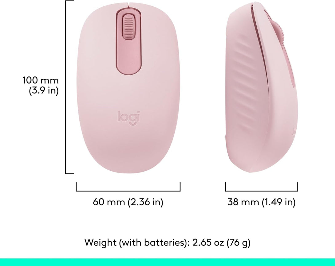 Logitech M196 Bluetooth Wireless Mouse, Compact and Portable Mouse for Laptops, Tablets and More, 12-Month Battery, Smooth Tracking, Compatible with PC and Mac, Windows and Macos - Rose