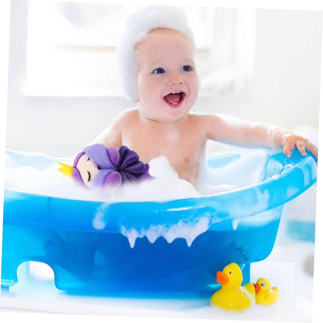 2Pcs Bath Ball Shower Pouf Sponge Luffa Baby Bath Brush Mermaid Baby Shower Games Pouf Wash Bath Sponges Shower Ball Body Scrubber Shower Loofah Cute or Cleaning Supplies Child