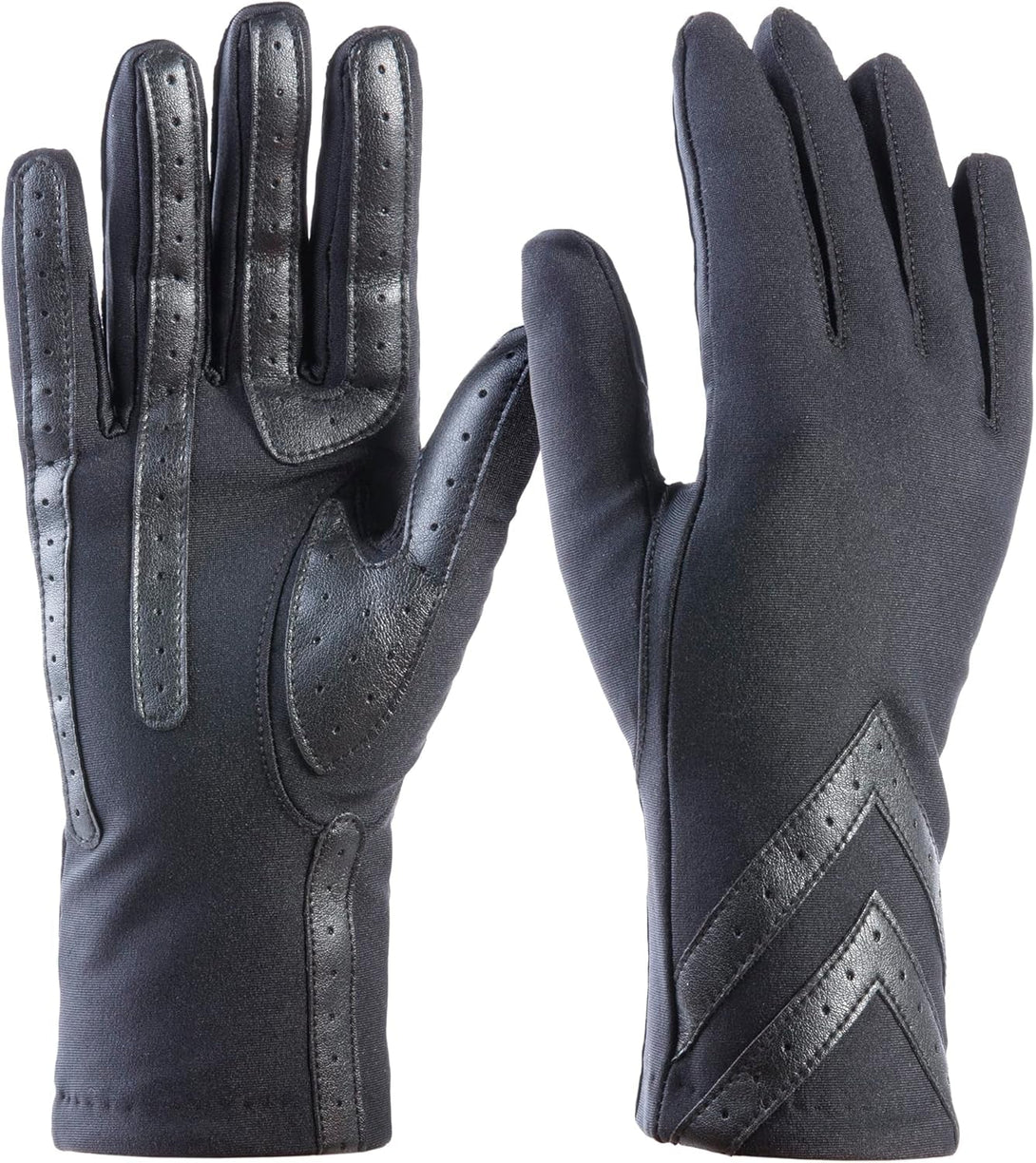 Isotoner Womens Spandex Touchscreen Cold Weather Gloves with Warm Fleece Lining and Chevron Details