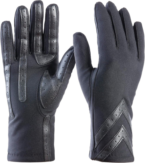 Isotoner Womens Spandex Touchscreen Cold Weather Gloves with Warm Fleece Lining and Chevron Details