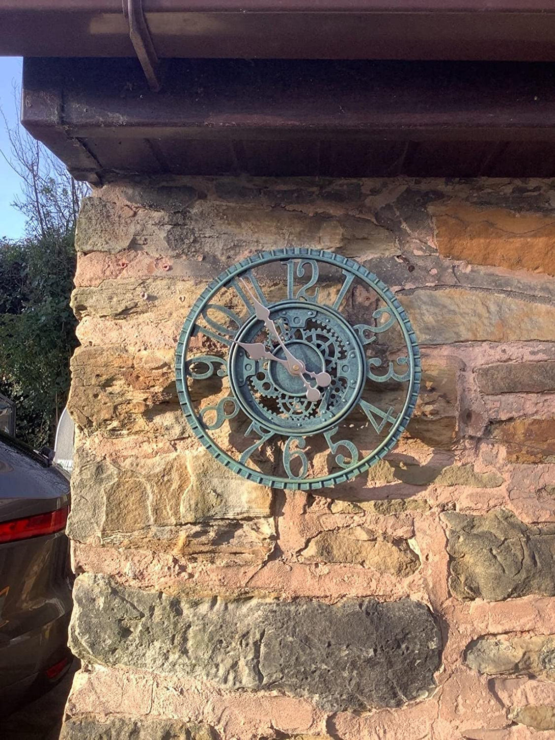 12 Inch Silent Non Ticking Outdoor/Indoor Wall Clock, Waterproof, Green, Retro Style