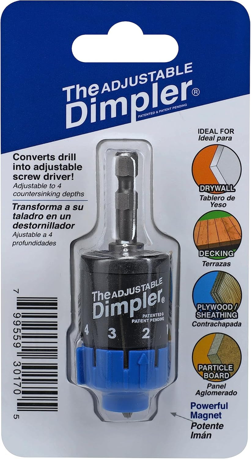 Adjustable DIMPLER ® Drywall Bit | Perfect for Converting Electric and Impact Drills into a Drywall & Deck Screw Gun | Holds the Screw with a Poweful Magnet